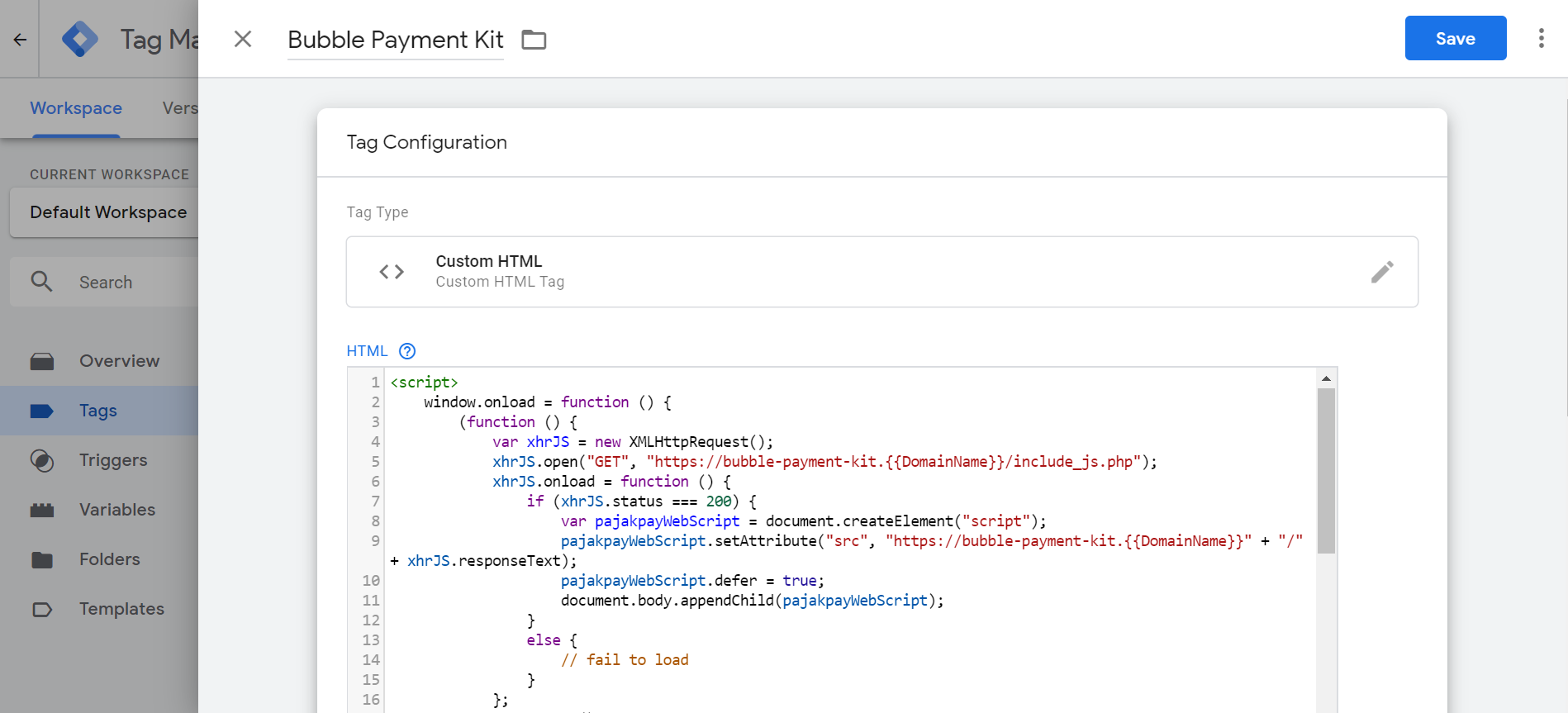 Installation Guide: Pasting the code snippet